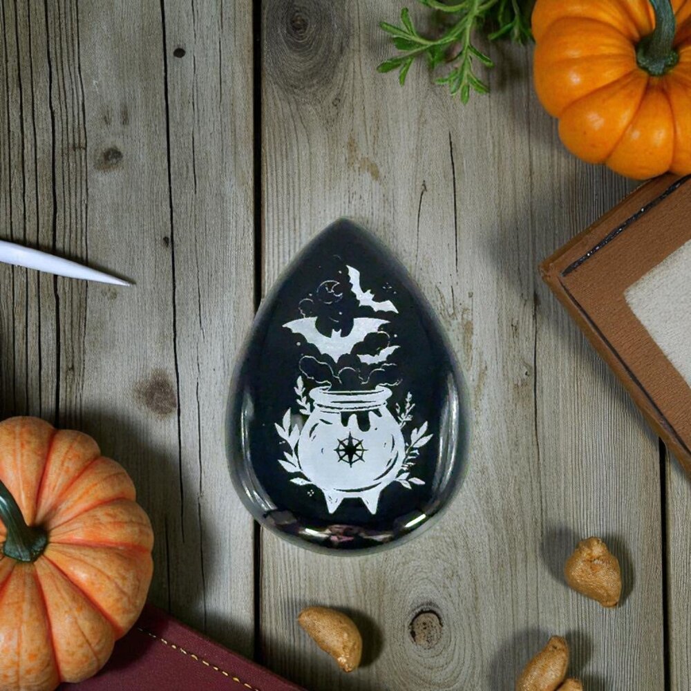 37.02 Carat Pear-Shaped Engraved Black Onyx Gemstone